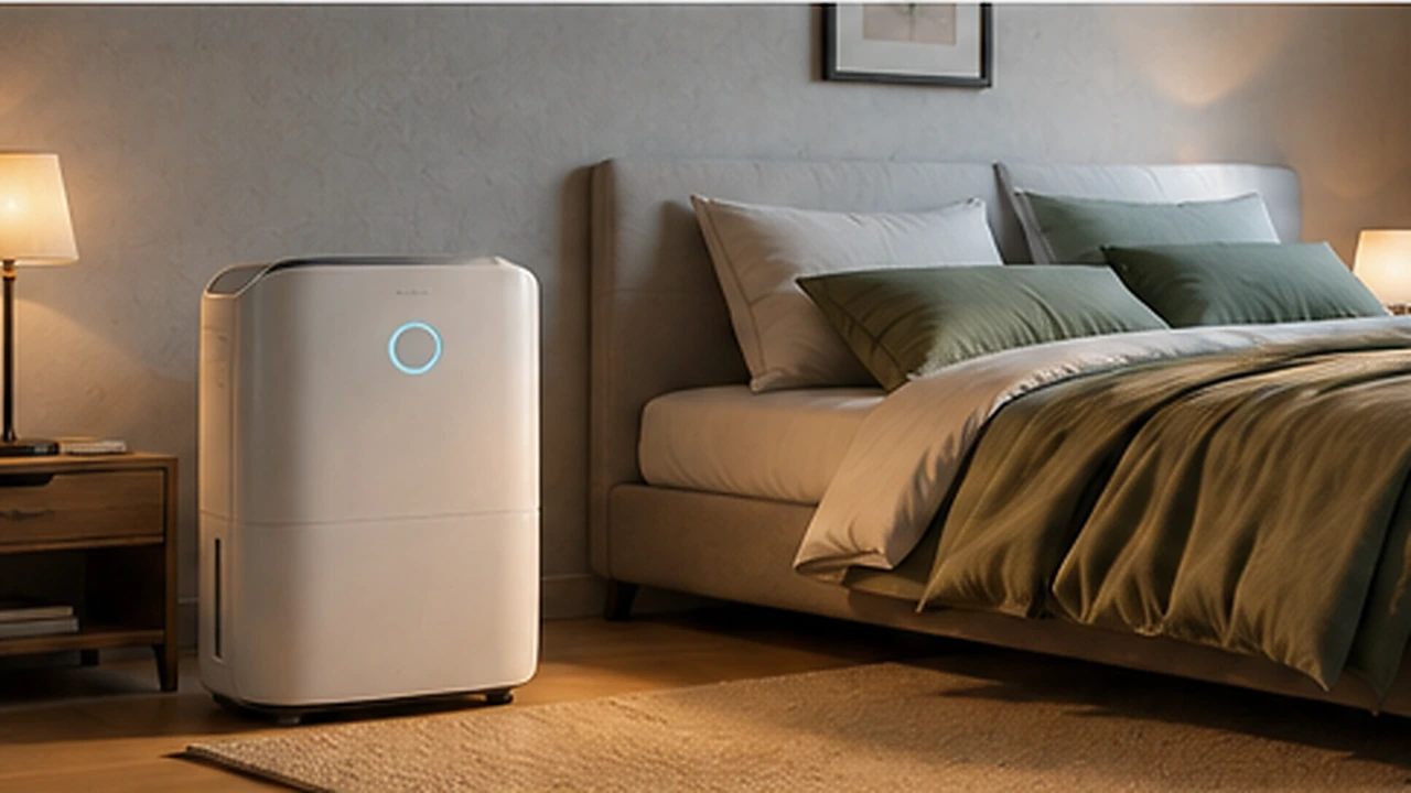 Déshumidificateur dans une chambre moderne et confortable