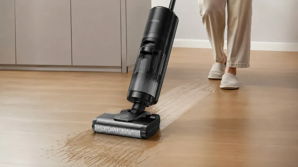 Aspirateur laveur laisse des traces humides sur un sol en bois