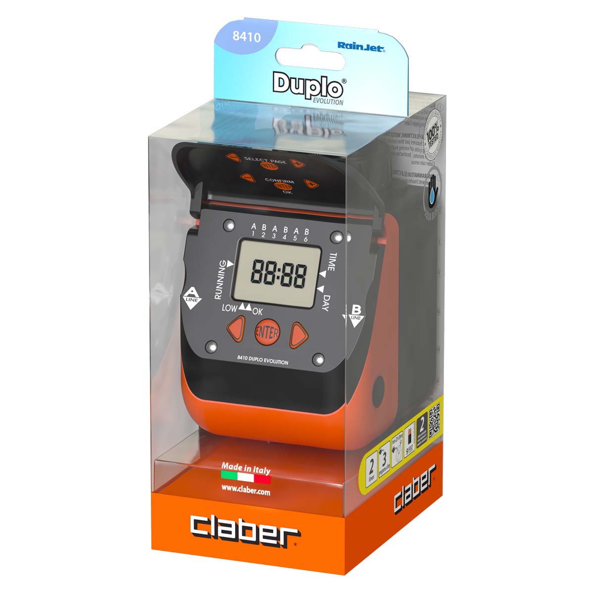Programmateur d’arrosage Claber Aquadue Duplo Evolution 8410 à deux voies