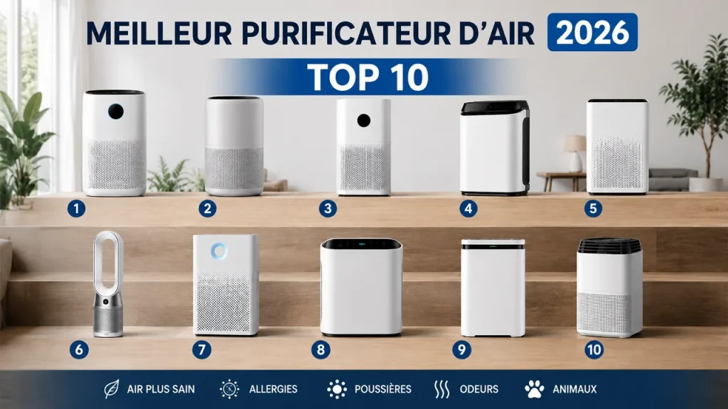 Comparatif des 10 meilleurs purificateurs d’air 2026 dans un intérieur moderne