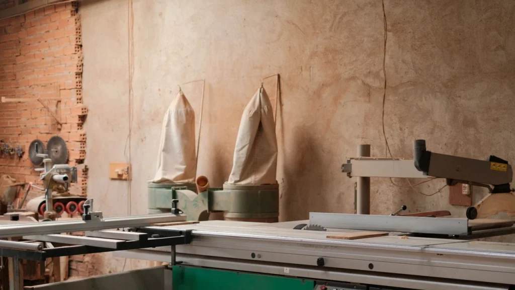 Aspirateur atelier bois avec système de collecte des copeaux dans un atelier de menuiserie