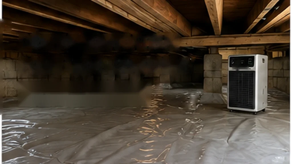 Déshumidificateur installé dans un vide sanitaire bas et humide