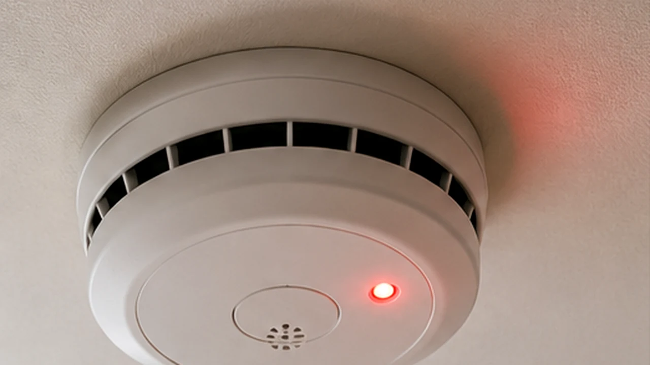Détecteur de fumée clignote rouge et sonne dans un logement avec voyant rouge clairement visible