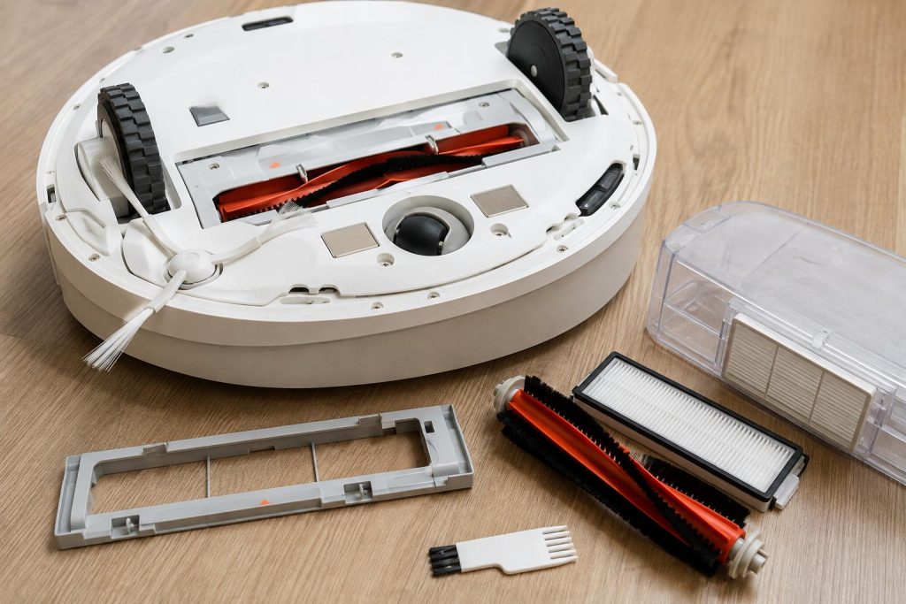 Entretien des brosses, du filtre et du bac d’un robot aspirateur