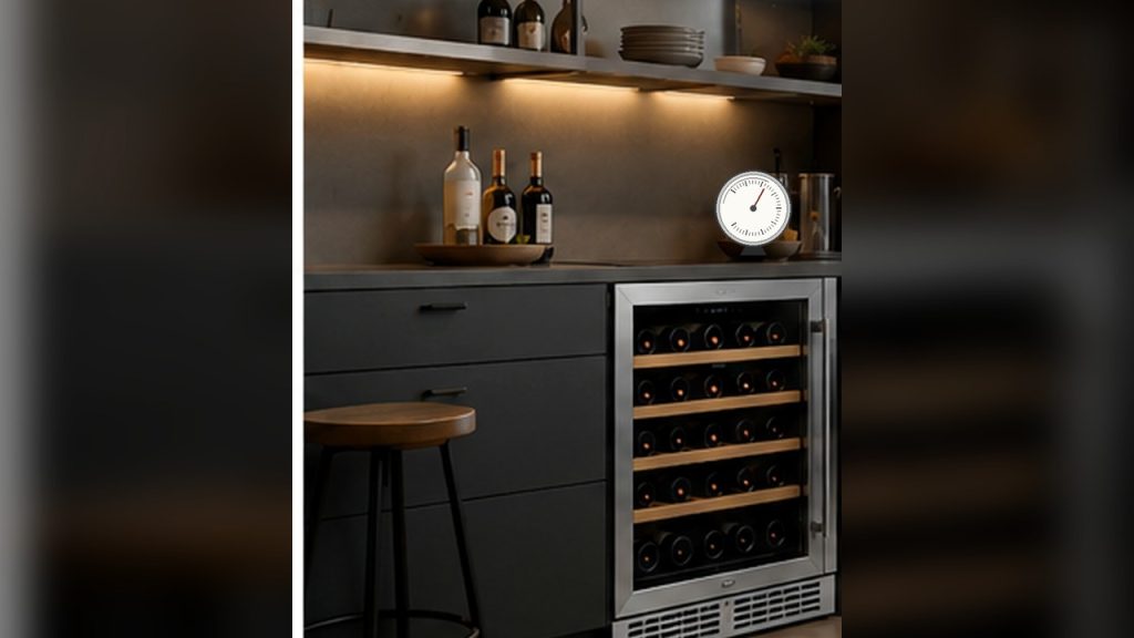 hygromètre pour cave à vin dans un espace de conservation de bouteilles