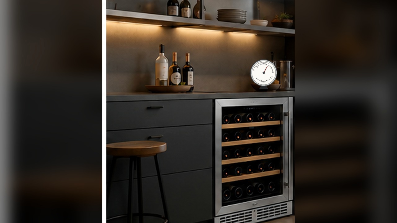 hygromètre pour cave à vin dans un espace de conservation de bouteilles