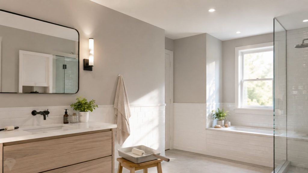 Peinture anti humidité pour salle de bain sur mur et plafond après assainissement