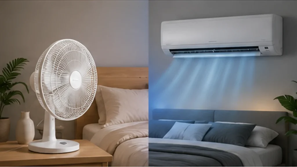 Ventilateur ou climatiseur pour dormir : découvrez les différences de confort, bruit, consommation et efficacité pour mieux choisir pendant les nuits chaudes.