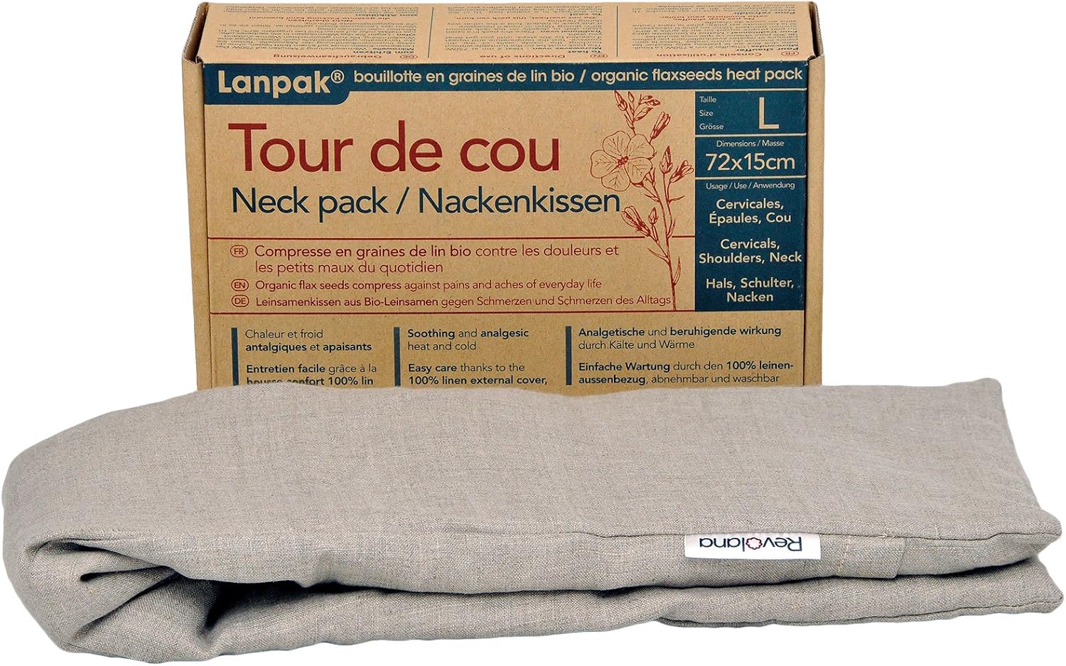 Bouillotte graine de lin Revolana tour de cou 72 x 15 cm B00PG1UF1M