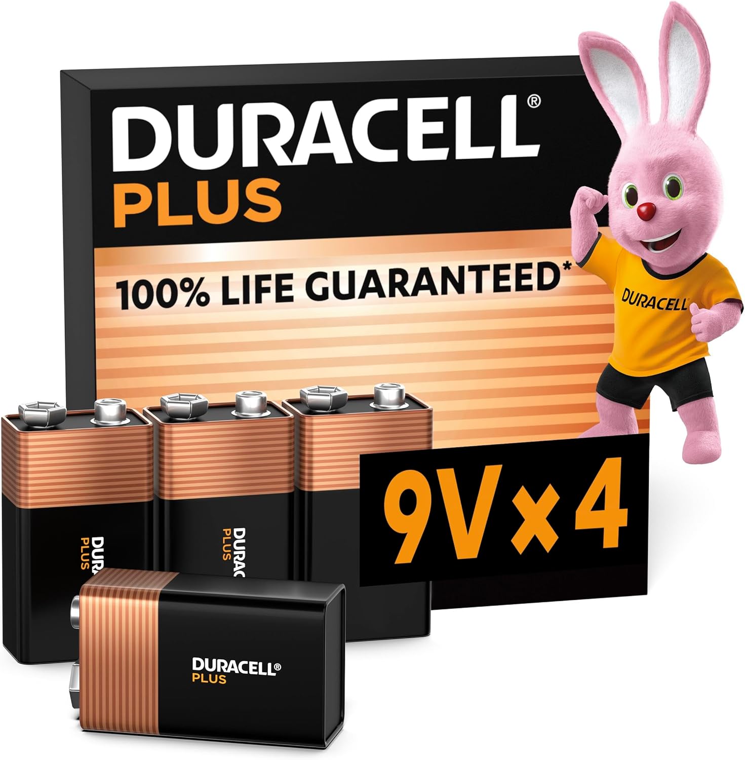 Duracell 9V Plus 6LR61 lot de 4 pour Brennenstuhl MD 1298680