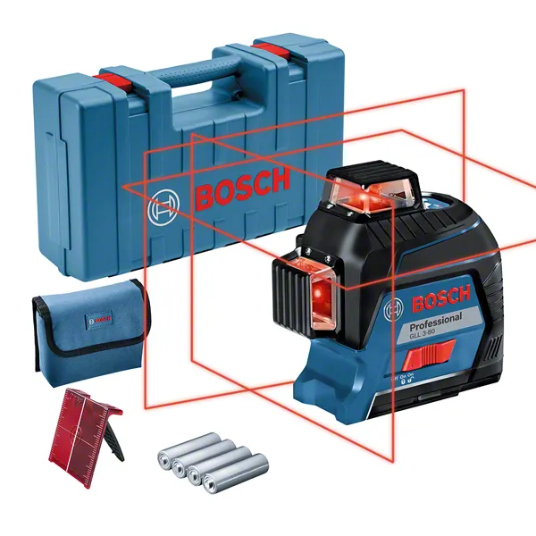 Bosch Professional GLL 3-80 0601063S00, niveau laser 3x360 à lignes rouges